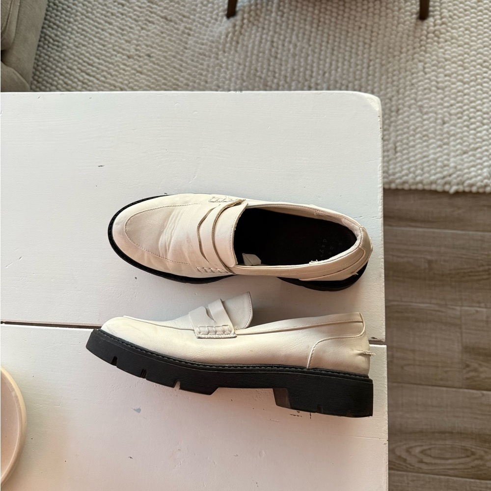 Cream Loafers with Black Soles